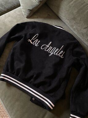 ✨ Los Angeles Embroidered Black & White Varsity Jacket – Size US 2 - US4 / EU 36